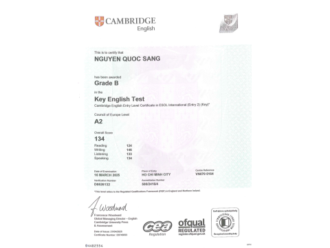 NGUYỄN QUỐC SANG _ GRADE B _ KET