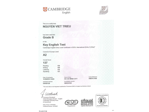 NGUYỄN VIẾT TRIỀU _ GRADE B _ KET