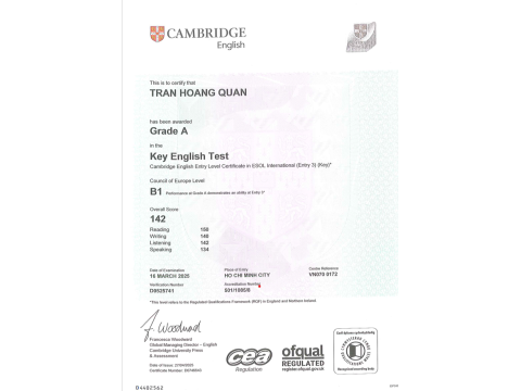 TRẦN HOÀNG QUÂN _ GRADE A _ KET
